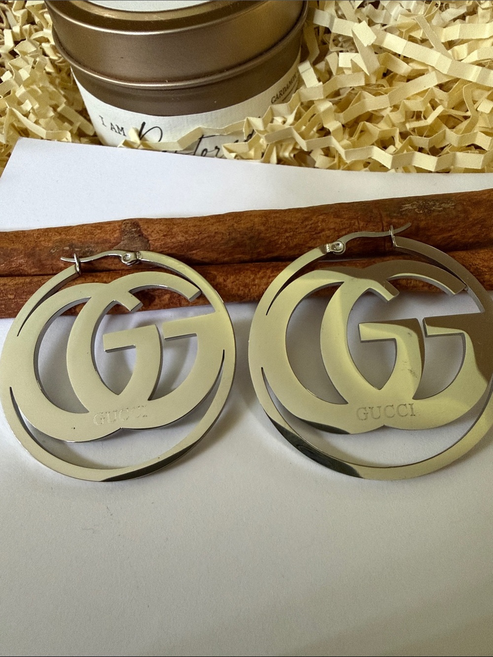 Fashion Jewelry designer Silver Double G Hoop Earrings